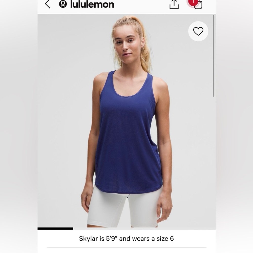 Lululemon Essential Pleated Jersey tank Blue size 6
